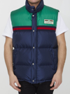 GUCCI GUCCI COLOUR BLOCKED LOGO PATCH PADDED GILET