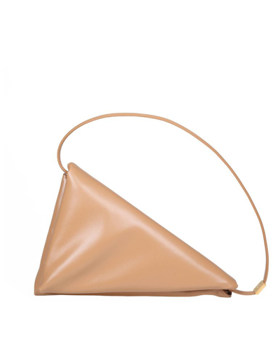 Marni Triangle Foldover Shoulder Bag In Beige