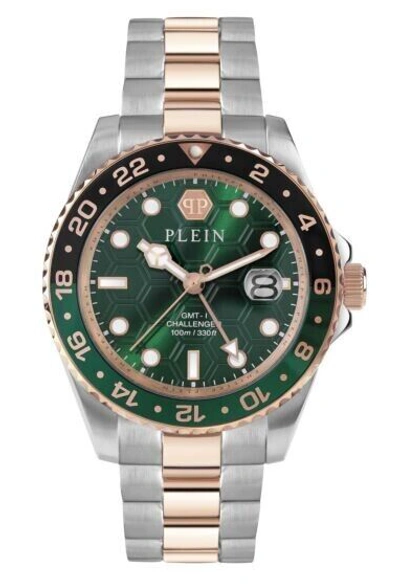 Pre-owned Philipp Plein Gmt-i Challenger (pwyba0623) Men's Rose/silver Band Quartz Watch