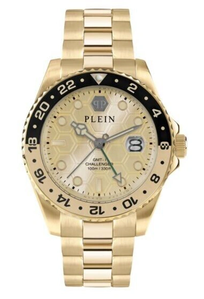 Pre-owned Philipp Plein Gmt-i Challenger (pwyba0423) Men's Stainless Steel Gold Watch