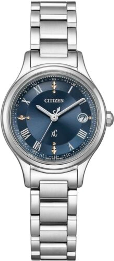 Pre-owned Citizen Xc Es9490-61l Hikari Collection Blue Dial Eco-drive Titanium Watch Women