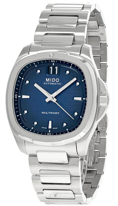 Pre-owned Mido Multifort Tv Big Date 40mm Blue Dial Ss Men's Watch M049.526.11.041.00