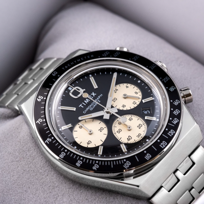 Pre-owned Timex Q  Chronograph 40mm Reverse Panda Watch - Tw2v42600