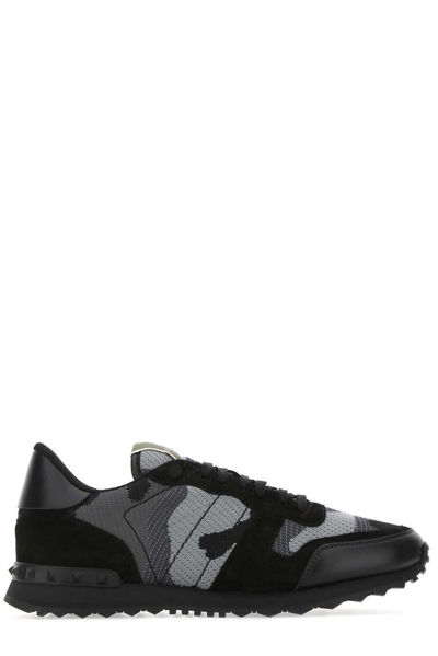 Valentino Garavani Rockrunner Mimetic Sneaker In Black