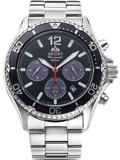 Pre-owned Orient Ra-tx0202b10b Mako Chronograph Solar Mens Watch 43mm 20atm