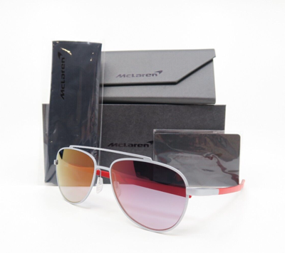 Pre-owned Mclaren Mlseds01 C04 58mm Chrome/red/black, Men's Sunglasses. In Blue