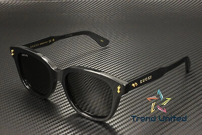 Pre-owned Gucci Gg1264s 001 Rectangular Squared Acetate Black Grey 52 Mm Men's Sunglasses In Gray