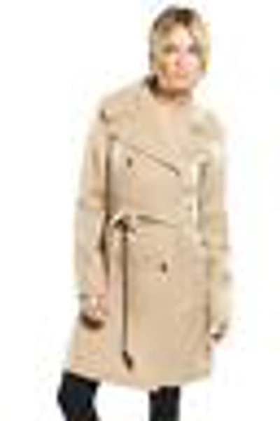 Pre-owned Ted Baker Inesa Beige Double Breasted Coat Mac Trench Coat Mid Thigh Length