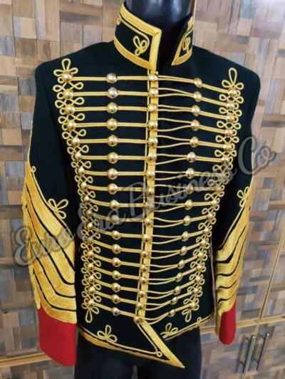 Pre-owned Euro Dolman Colonel Hunter On Horseback Of The Guard Hussar Military Tunic Jacket In Black
