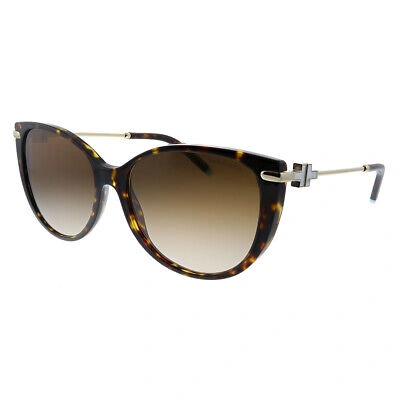 Pre-owned Tiffany & Co . Tf 4178 80153b Havana Plastic Sunglasses Brown Gradient Lens