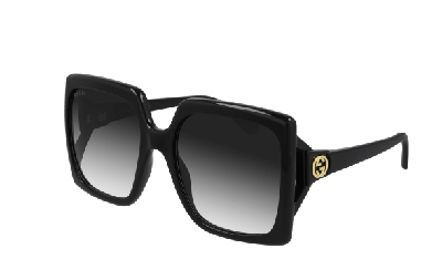 Pre-owned Gucci Gg 0876s 001 Black/grey Gradient Square Oversized Women's Sunglasses In Gray