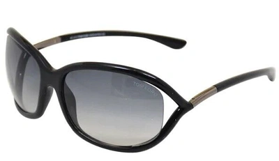 Pre-owned Tom Ford Jennifer 008 01b Shiny Black / Gray Gradient Sunglasses Tf008 01b Tf8