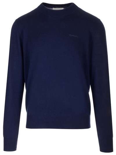 Isabel Marant Logo Embroidered Knitted Jumper In Navy