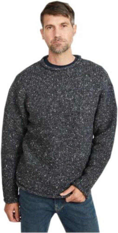 Pre-owned Aran Woollen Mills Irish Roll-neck Gray Fisherman Sweater For Men