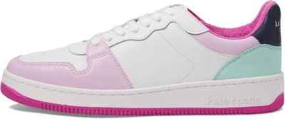 Pre-owned Kate Spade York Bolt Sneakers For Women - Leather Upper & Footbed -... In Optic White/violet Blush