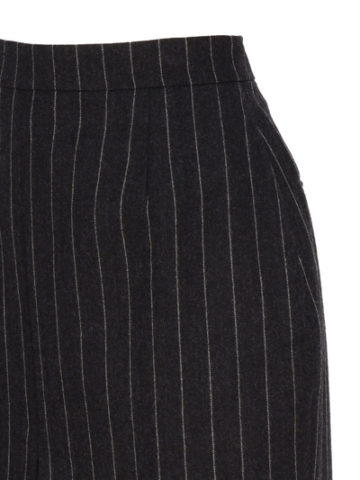 Saint Laurent Pencil Skirt In Striped Flannel In Marine Craie