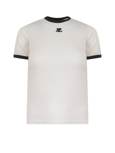 Courrèges White Contrast Cotton T-shirt