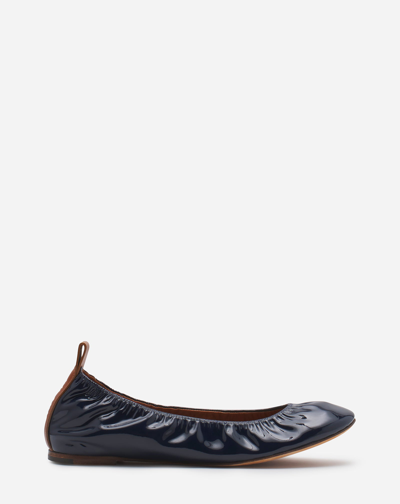 Lanvin Womens Navy Ballerina Patent-leather Pumps In Navy Blue