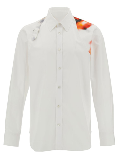 Alexander Mcqueen Obscured Flower Harness Shirt In Optical White