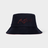 PAUL SMITH NAVY COTTON SHADOW LOGO BUCKET HAT BLUE