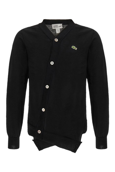 Comme Des Garçons Shirt X Lacoste Logo Patch Buttoned Cardigan In Black