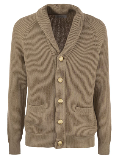 Brunello Cucinelli Buttoned Knitted Cardigan In Brown