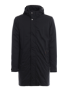 Moorer Vermont Waterproof Long Padded Coat In Dark Blue