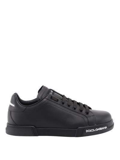 Dolce & Gabbana Round-toe Low-top Casual Shoes In Black
