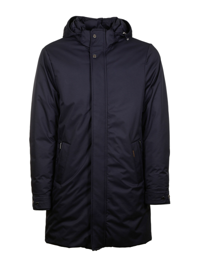 Moorer Vermont Ads Long Bomber Jacket In Dark Blue