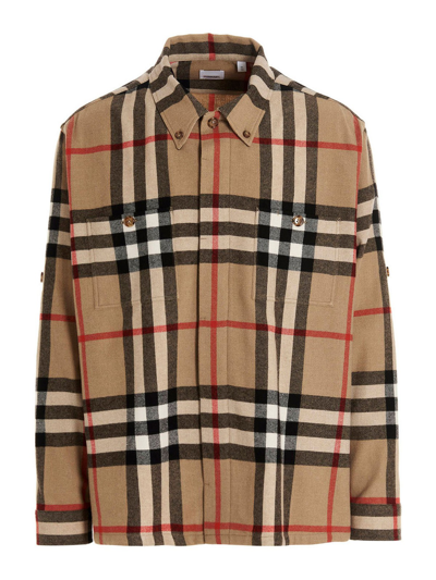 Burberry Check-pattern Shirt Jacket In Neutrals