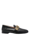 MOSCHINO METALLIC LETTERS LOAFERS