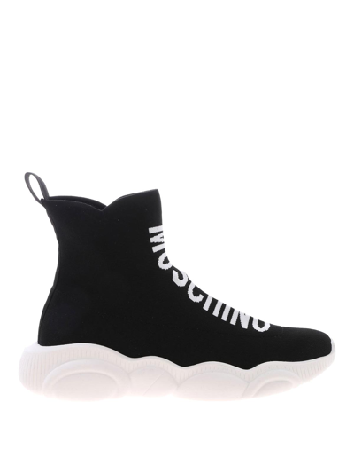 Moschino High-top Knitted Trainers In Black
