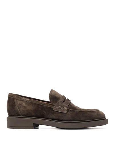 Gianvito Rossi Harris Suede Loafers In Brown