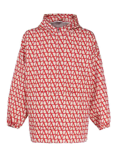 Valentino Toile Iconographe Silk Caban Jacket In Red