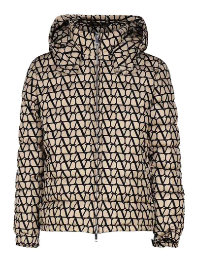 Valentino Viscose Bomber Jacket With Toile Iconographe Print In Beige/black