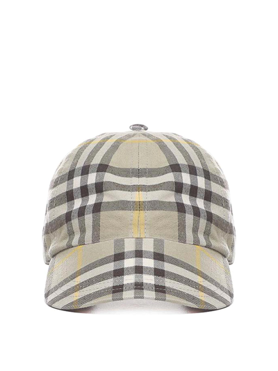 Burberry Check Pattern Baseball Cap In Beige