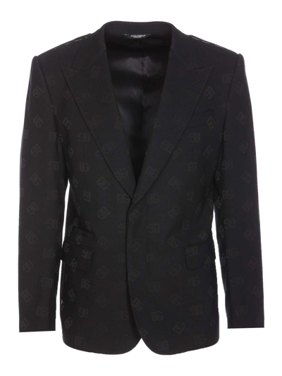 Dolce & Gabbana Sicilia Single-breasted Monogram Jacket In Multicolor