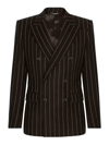 Dolce & Gabbana Jacket In Pinstripe Stretch Wool In Light Pink