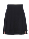 Thom Browne Graphite Wool Mini Skirt For Women In Azul
