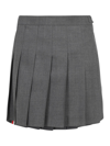 Thom Browne Wool Miniskirt With Pleated Design And Side Stripe Detail In Grey