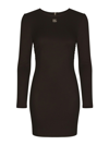 Dolce & Gabbana Short Milano Rib Dress With Dg Logo In Negro