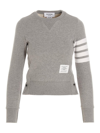 Thom Browne Womens Classic Sweatshirt In Classic Loop With Engineered 4 Bar In Grey