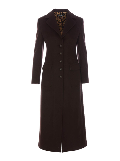 Dolce & Gabbana Shaped Coat In Wool And Cashmere In Brown