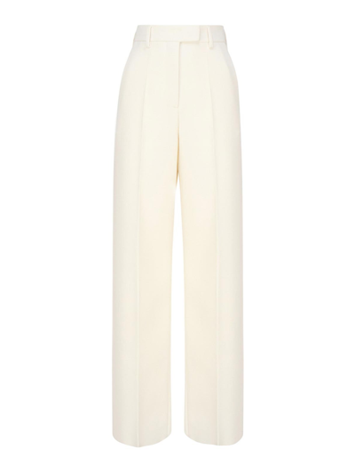 Valentino Wool And Silk Blend Crepe Wide-leg Trousers In White