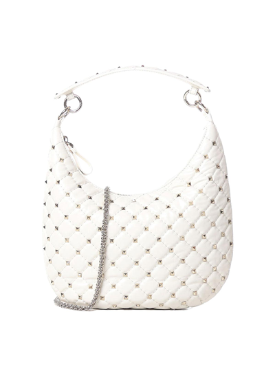 Valentino Garavani Small Rockstud Spike Tote Bag In White