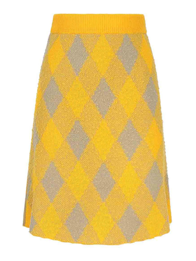 Burberry Check-plaid Brushed Skirt In Yellow