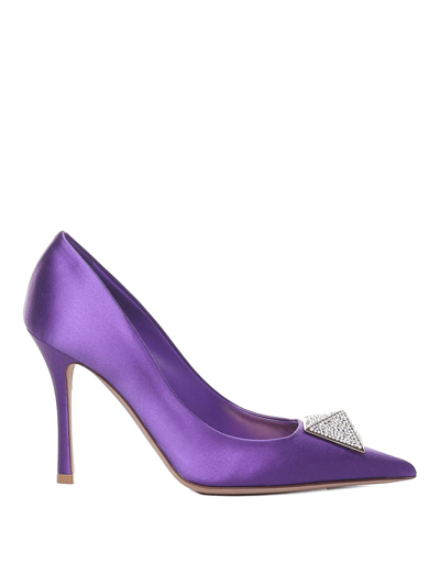 Valentino Garavani One Stud Dcollet With Silk And Crystals In Purple
