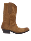 Golden Goose Low Wish Star Boots In Cognac-colored Suede With Inlay Star In Beige
