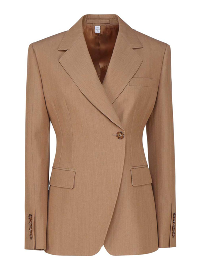 Burberry Wool Tailored Jacket In Marrón