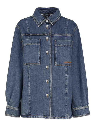 Burberry Denim Shirt Jacket In Blue